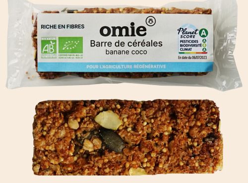 Omie - LOT de 20 - Barres de céréales banane coco - sans additif - 25 g