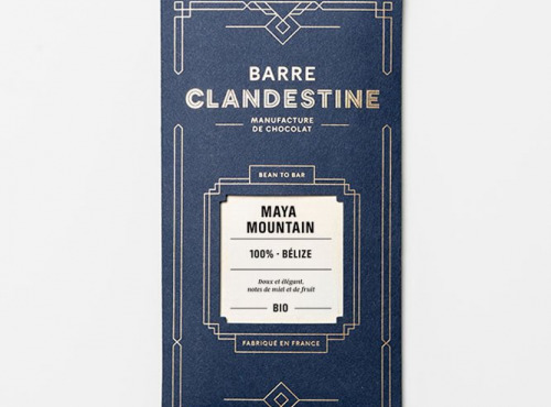 Barre Clandestine - Tablette de chocolat noir grand cru - Maya Mountain 100%, Bélize - bean to bar
