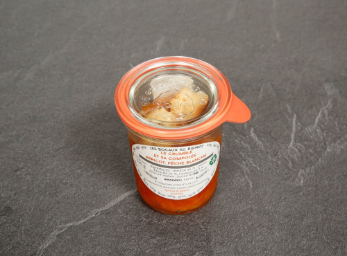 Les Bocaux du Bistrot - Le crumble et sa compotée : Abricot, pêche blanche x12