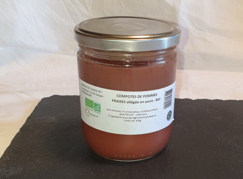 La Ferme du Montet - Compote Pomme - Fraise - bio - allégée en sucre