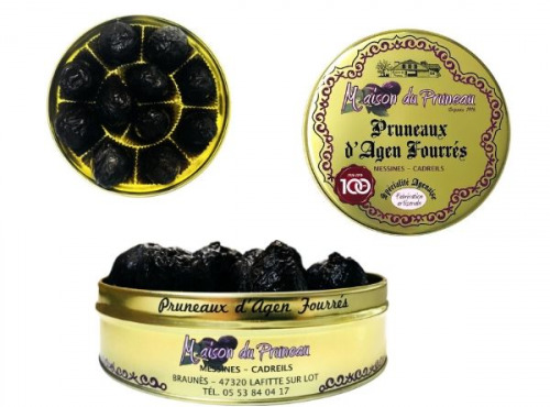 Maison du Pruneau - Cueillette du Gascon - Pruneaux Fourrés Armagnac - Boîte Métal Or des 100 Ans - 600g