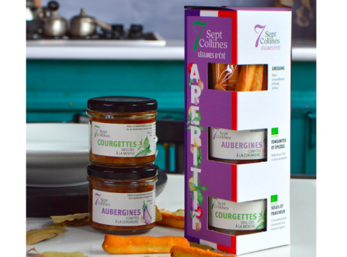Sept Collines - Coffret Apéritif contenant 2 recettes aux légumes d'été + gressins à l'huile d'olive (vegan)