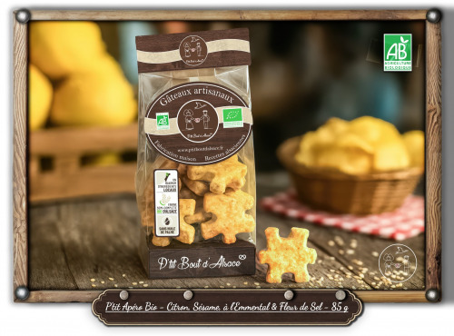 P'tit Bout d'Alsace - P'tit Apéro Bio - Citron, Sésame, à l'Emmental & Fleur de Sel - 85 g