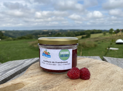 Ferme Sinsac - confiture de framboises 250 grs un produit élaboré sur notre ferme