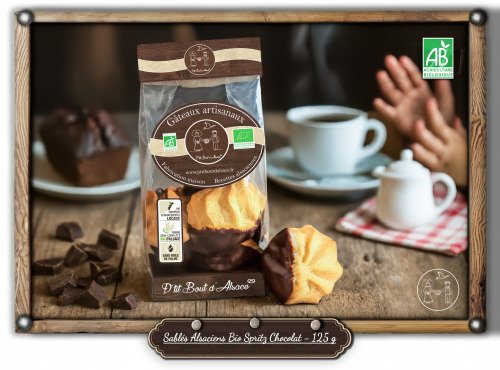 P'tit Bout d'Alsace - Sablés Alsaciens Bio Spritz Chocolat - 500 g (VRAC)