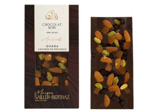 Maison Sailler Berthaz - Tablette chocolat noir 68% mendiant