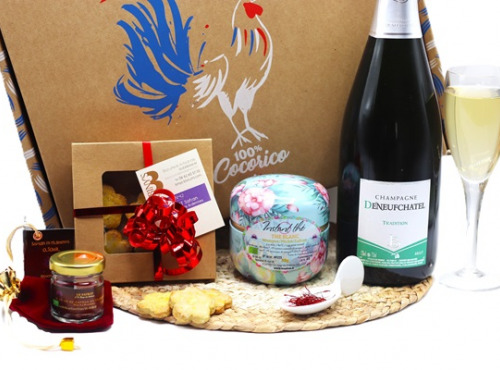 Le safran - l'or rouge des Ardennes - Coffret cadeau Noel Champagne Brut AOC "Le Gourmand"