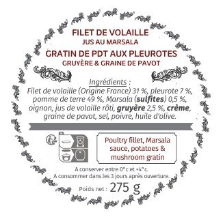 Les Bocaux du Bistrot - Filet de volaille, jus au Marsala, gratin de pommes de terre aux pleurotes, gruyère et graine de pavot