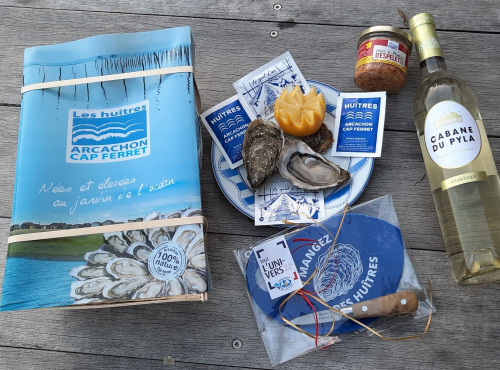 Les Huîtres du Grand Sud - Bourriche 24 huitres n4 Arcachon - Cap Ferret (vin blanc + pâté + accessoires)