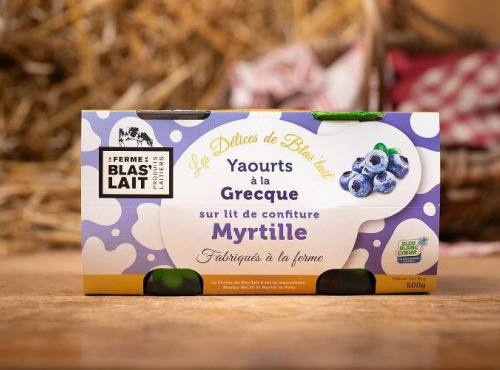 La Ferme de Blas'Lait - Yaourts à la grecque sur lit de confiture Myrtille x4