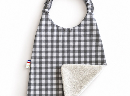Timouny - Bavoir serviette élastique Vichy Gris « Trop chou »