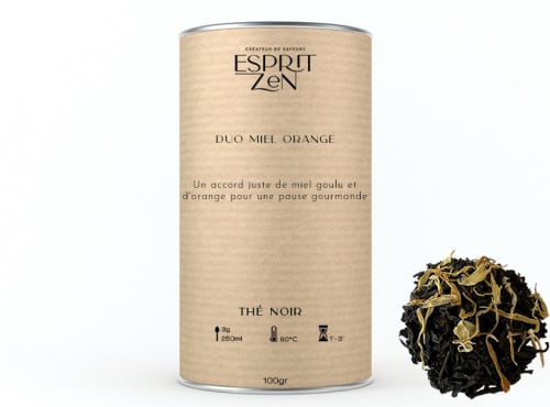 Esprit Zen - Thé Noir "Duo Miel Orange" - miel - orange - Boite 100g