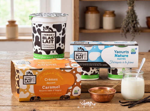 La Ferme de Blas'Lait - Lot crèmes desserts caramel beurre salé x4 + yaourt nature sucrés x4 + yaourt sucrés aromatisés x4