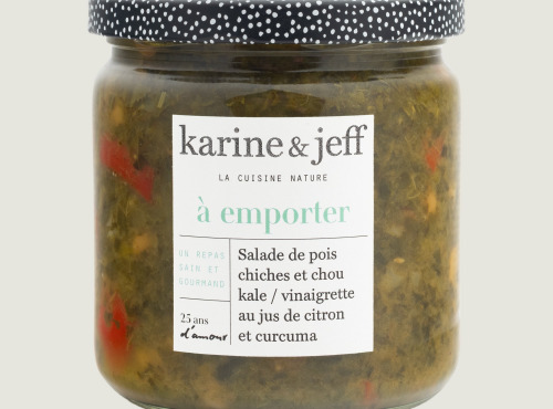 Karine & Jeff - Salade de pois chiches et chou kale / vinaigrette au jus de citron et curcuma