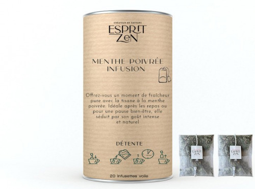 Esprit Zen - Menthe Poivrée - Infusion -  Boite - 20 Infusettes