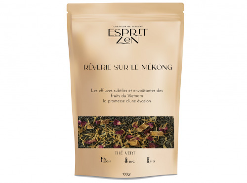 Esprit Zen - Thé Vert "Rêverie sur Le Mékong" - mangue - mangoustan - passion - Sachet 100g