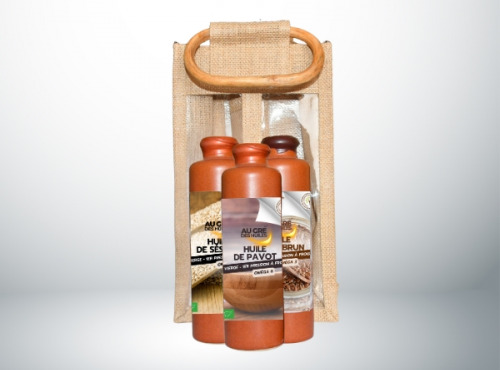 Adal Terra - Coffret cadeau - Coffret Huiles Gastronomique de Lin et Sésame Biodynamiques et Pavot Bio 3X200ml