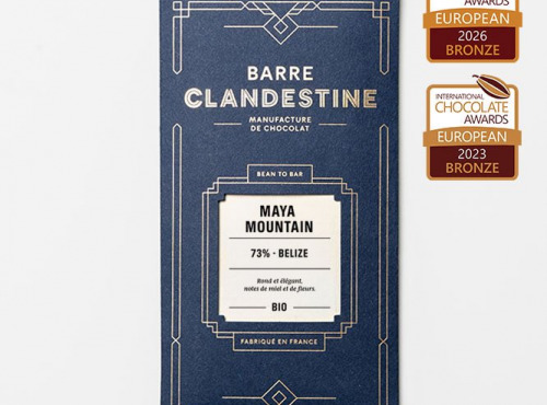 Barre Clandestine - Tablette de chocolat noir grand cru - Maya Mountain 73%, Bélize - bean to bar