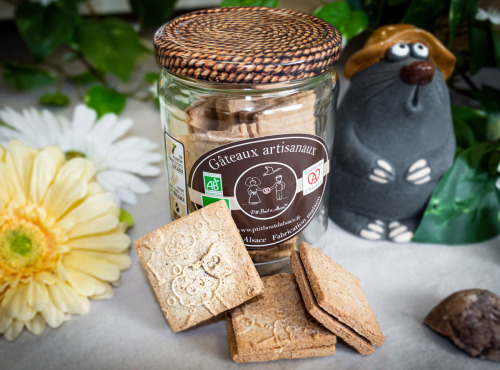 P'tit Bout d'Alsace - Sablés "P'tit Gourmand - Ganache chocolat noir 100% artisanale" Alsaciens BIO - 125g