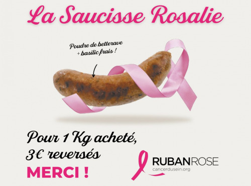Le Lavandier Charcutier Pontivy - Octobre Rose : Saucisse Rosalie x4 (560gr)