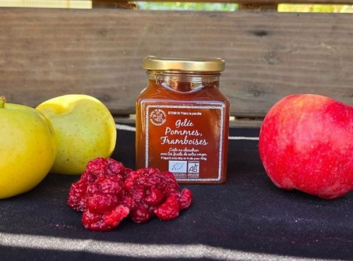 Le verger bio de Quinsac - Gelée de pomme framboises 330gr BIO