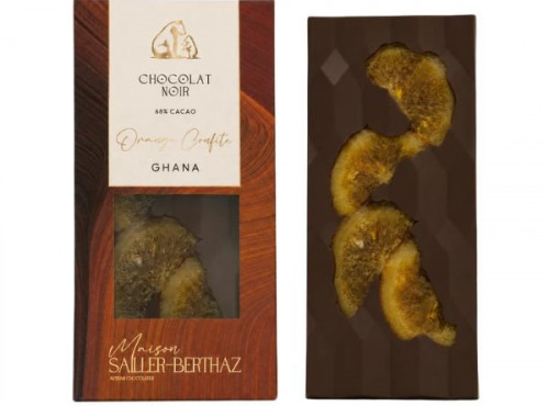 Maison Sailler Berthaz - Tablette chocolat noir 68% orange confite