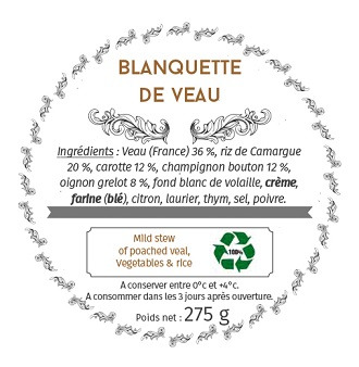 Les Bocaux du Bistrot - Blanquette de veau, oignons grelot, carotte et riz