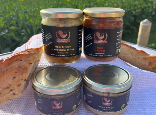 Les Volailles Loyer - Lot Rillette de Chapon, Rillette de Dinde, Tajine poulet, Poulet Ratatouille - 1160g