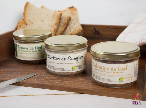 La Ferme de l'Etang - Panier Apéro : Assortiment De 3 Terrines De Cerf Et Sanglier, 600g : Galantine, Rillettes, Terrine