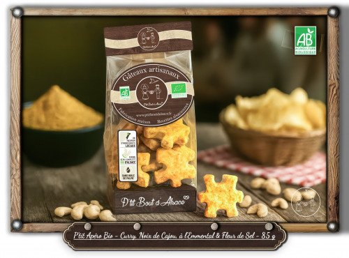 P'tit Bout d'Alsace - P'tit Apéro Bio - Curry, Noix de Cajou, à l'Emmental & Fleur de Sel - 500 g (VRAC)
