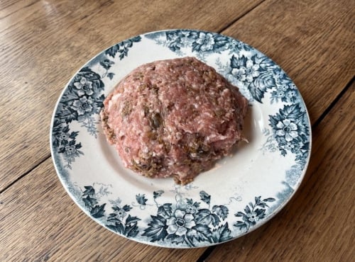 Boucherie Guiset, Eleveur et boucher depuis 1961 - [Précommande] FARCE VOLAILLE DE NOEL AUX CEPES 500G