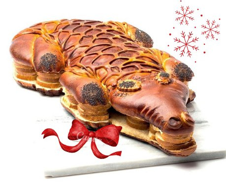 Traiteur Gourmet d'Alsace - Crocodile de Noël Alsacien Pain bretzel x48 pièces
