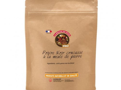 La Brigade des Epices - Poivre noir concassé à la meule de pierre - sachet kraft 250g