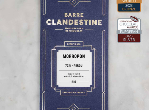 Barre Clandestine - Tablette de chocolat noir grand cru - Morropón 72% - bean to bar