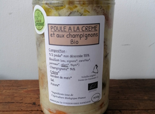 Ferme de Carcouet - Poule à la crème et aux champignons bio - 900 g