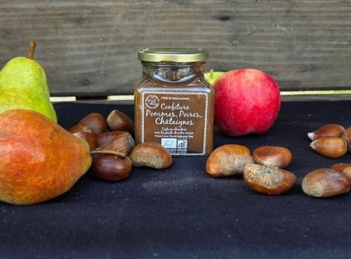 Le verger bio de Quinsac - Confiture pomme poire chataigne 330gr BIO
