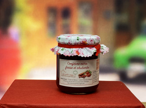 Les Perles Rouges - Confiture Extra de Fraise et Rhubarbe