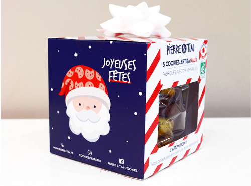 Pierre & Tim Cookies - Boîte De Noël - 5 Cookies Certifiés "agriculture Biologique"
