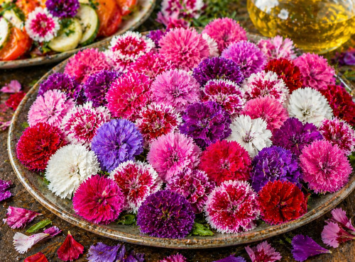 Nature et Saveurs - Ferme Aquaponique et Permacole Astérienne - Fleur de Dianthus œillet de Chine – finesse et éclat en assiette