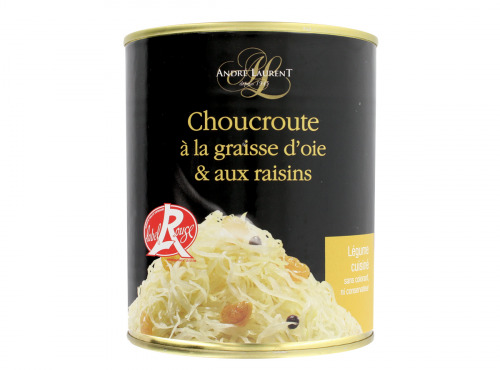 Choucroute André Laurent - Choucroute à la graisse d'oie et aux raisins - Lot de 12 boites de 400g