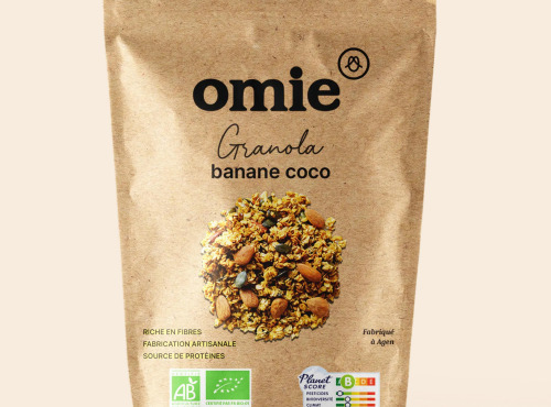 Omie - Granola banane noix de coco - avoine français - 330 g