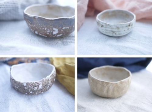 SUBECHA Studio - Service de 4 Coupelles Uniques au Style Wabi Sabi Japonais