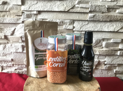 Les Graines de Louise - Coffret Au fourneau : Huile de pépins, lentilles et préparation biscuit