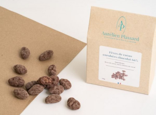 Aurélien Plassard Chocolatier - Fèves de cacao enrobés noir 66%