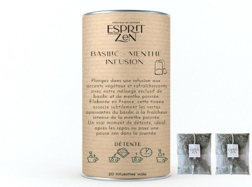 Esprit Zen - Basilic - Menthe-Infusion - Boite de 20 infusettes