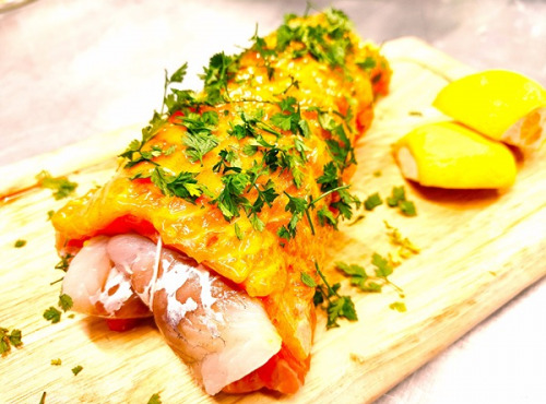 Traiteur Gourmet d'Alsace - Rôti de Saumon et Sandre mariné aux herbes fraiches - 2-3 pers