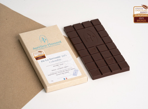 Aurélien Plassard Chocolatier - Tablette DE LA SERRANIA – Colombie 70% – Fèves transportées à la voile