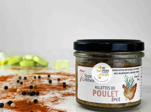 Sept Collines - Tartinable apéritif - Rillettes de Poulet Épicé 100g (Epicures d'Or 2020)