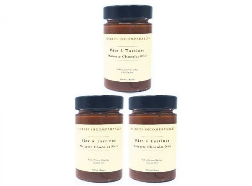 Secrets Incomparables - Pâte à Tartiner Noisettes du Piémont IGP Chocolat Noir (Offre -5%: 200gx3)