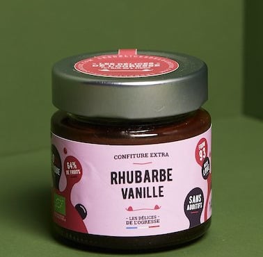 Les Délices de l’Ogresse - Confiture Extra Bio Rhubarbe Vanille 140g